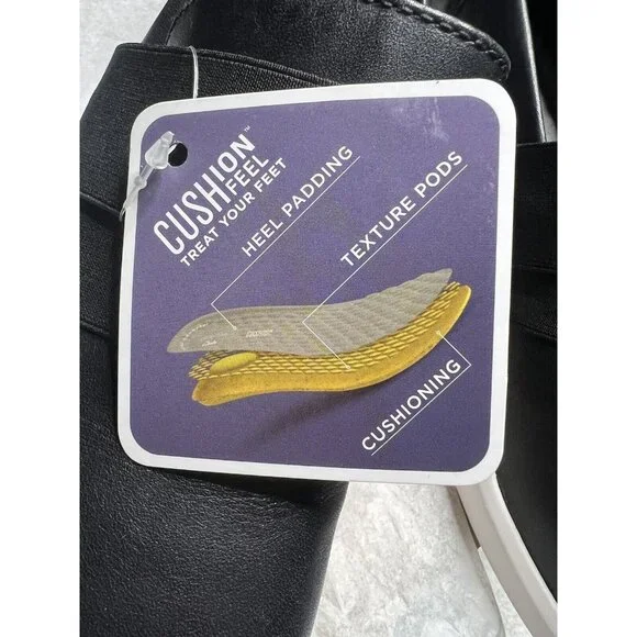 New Clarks Comfort Shoes Womens  6 Flats Black White Textured Pods Insole Heel - Picture 5 of 5